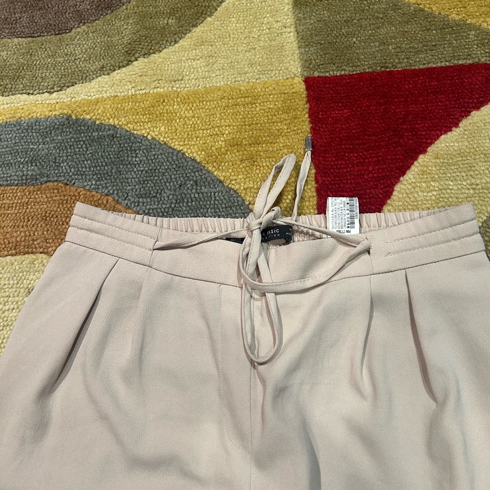 NWOT Zara Beige Lightweight Thin Drawstring Pants High Rise Ankle Women’s Small - Picture 3 of 6